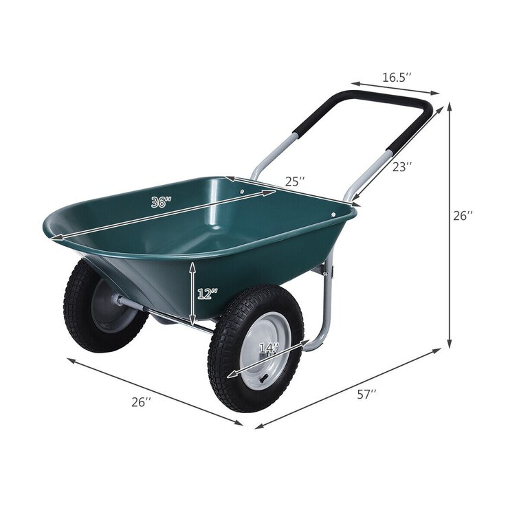 Two wheel online plastic wheelbarrow